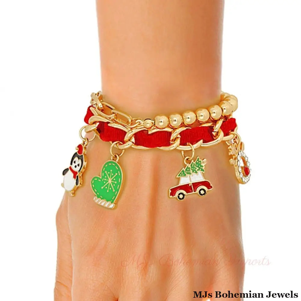 Red Xmas Mitten Bracelets