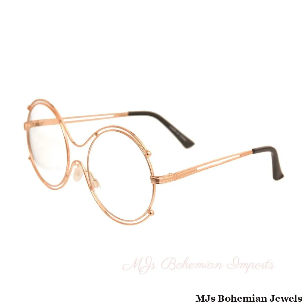 Retro Round Gold Clear Glasses