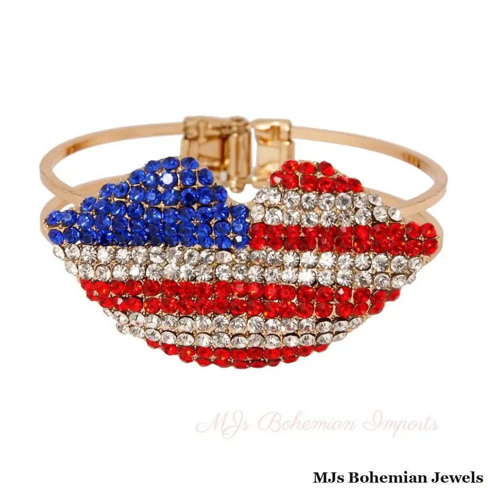 Rhinestone Lips Hinge Bracelet