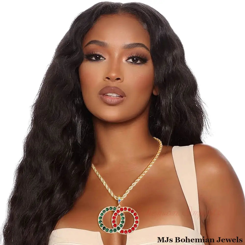 Rope Chain Royal Necklace - Red and Green