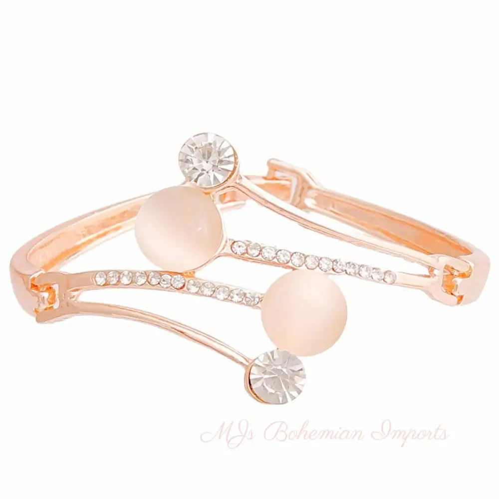 Rose Gold Crystal Hinge Cuff