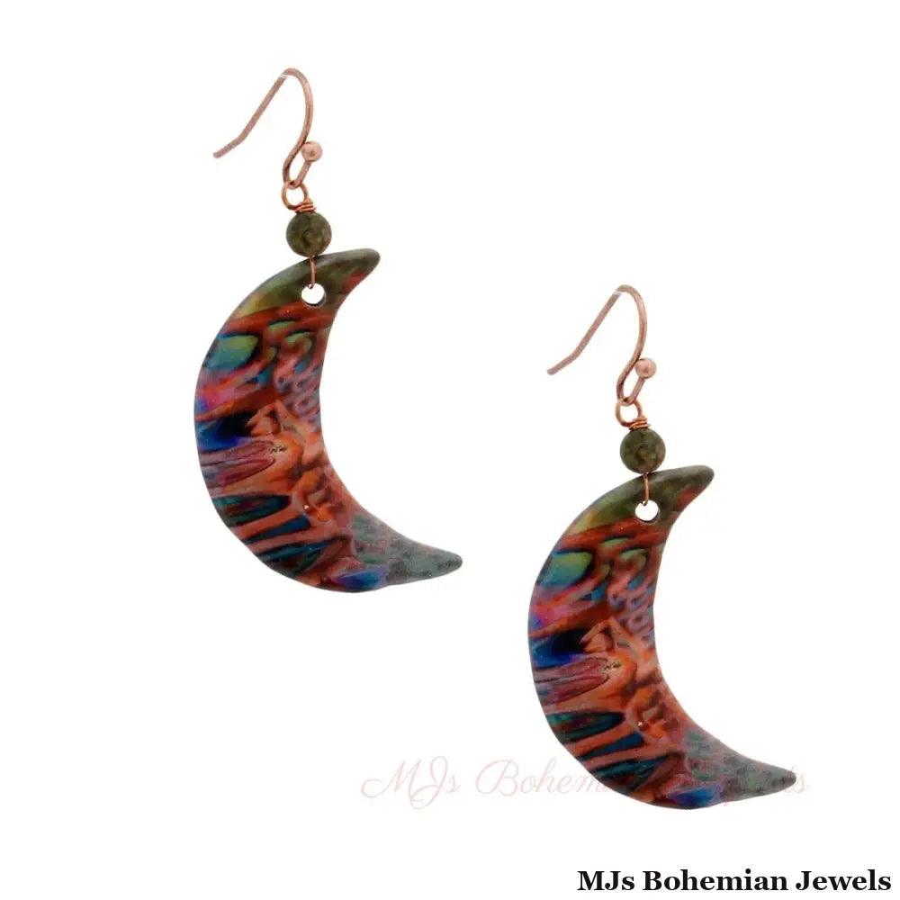 Rose Gold Painted Moon Earrings