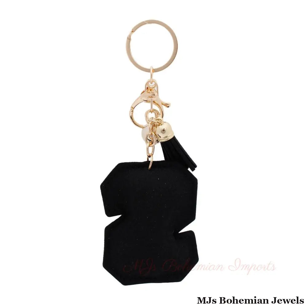 S Black Keychain Bag Charm
