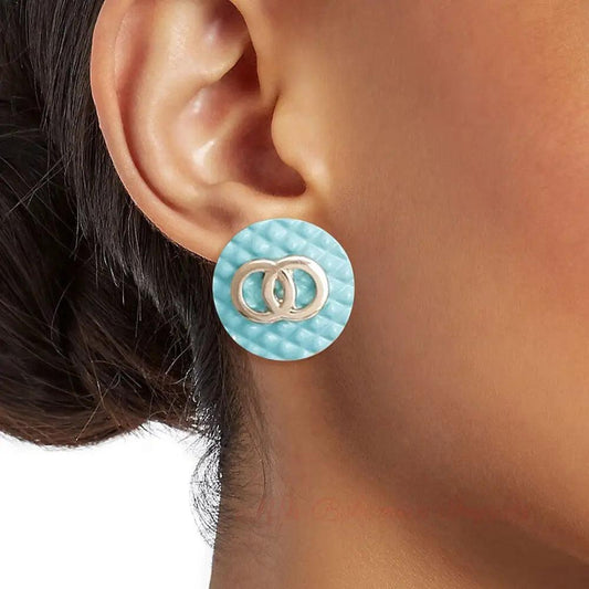 Seafoam Quilted Elegance Studs - Bespoke Style