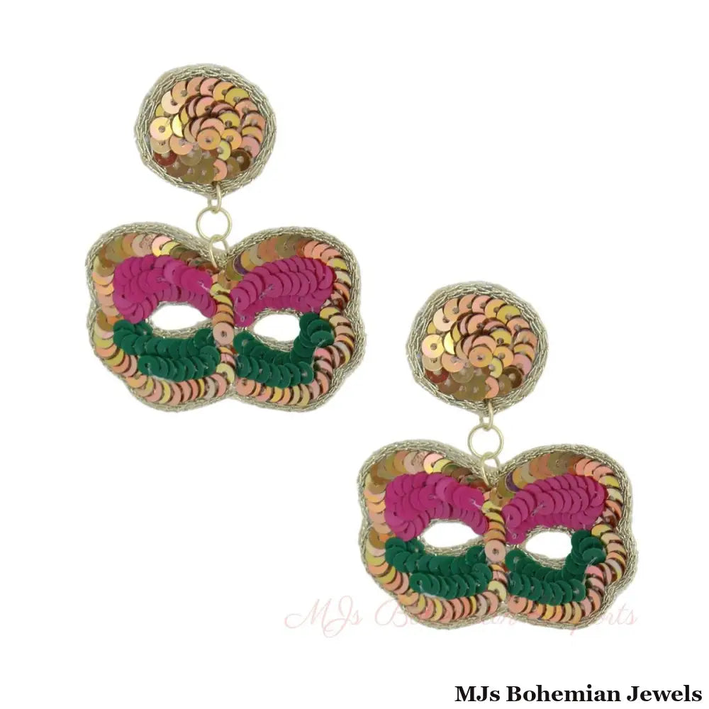 Sequin Mardi Gras Mask Earrings