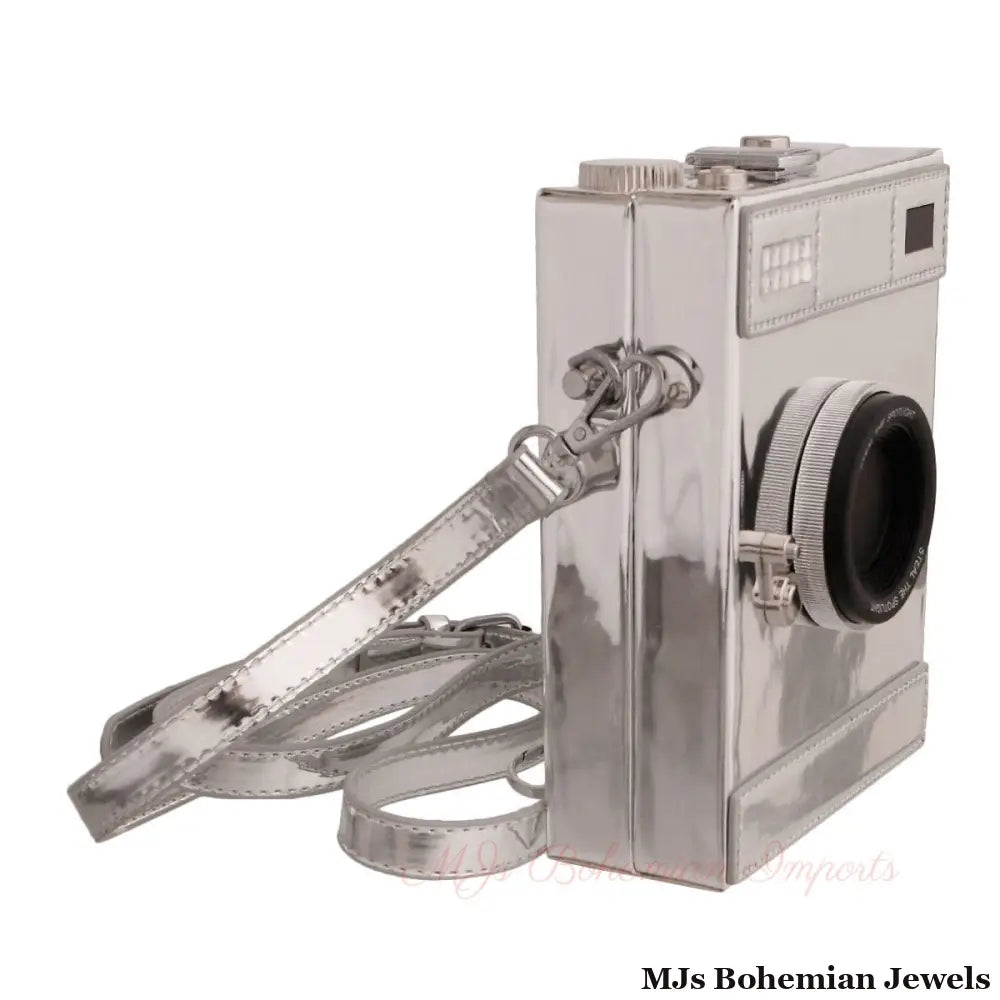 Shiny Silver Camera Handbag