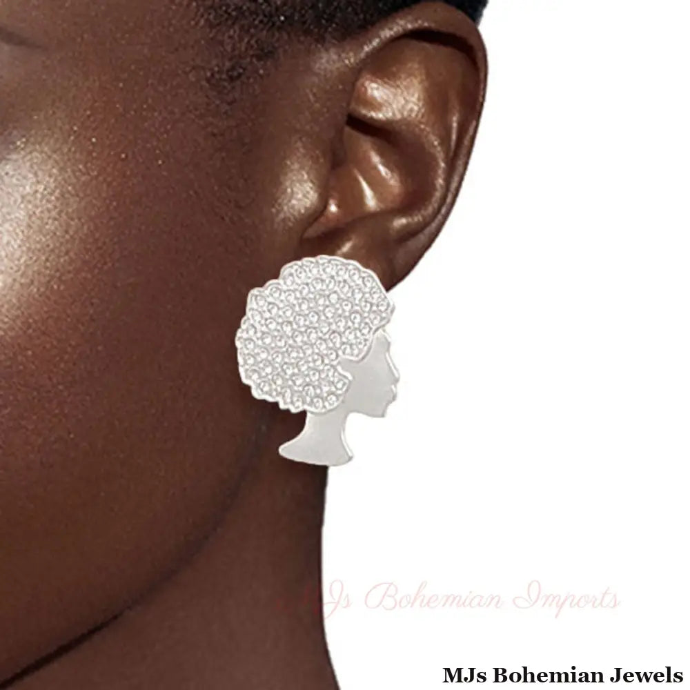 Silver 3 Pcs Black Girl Magic Studs