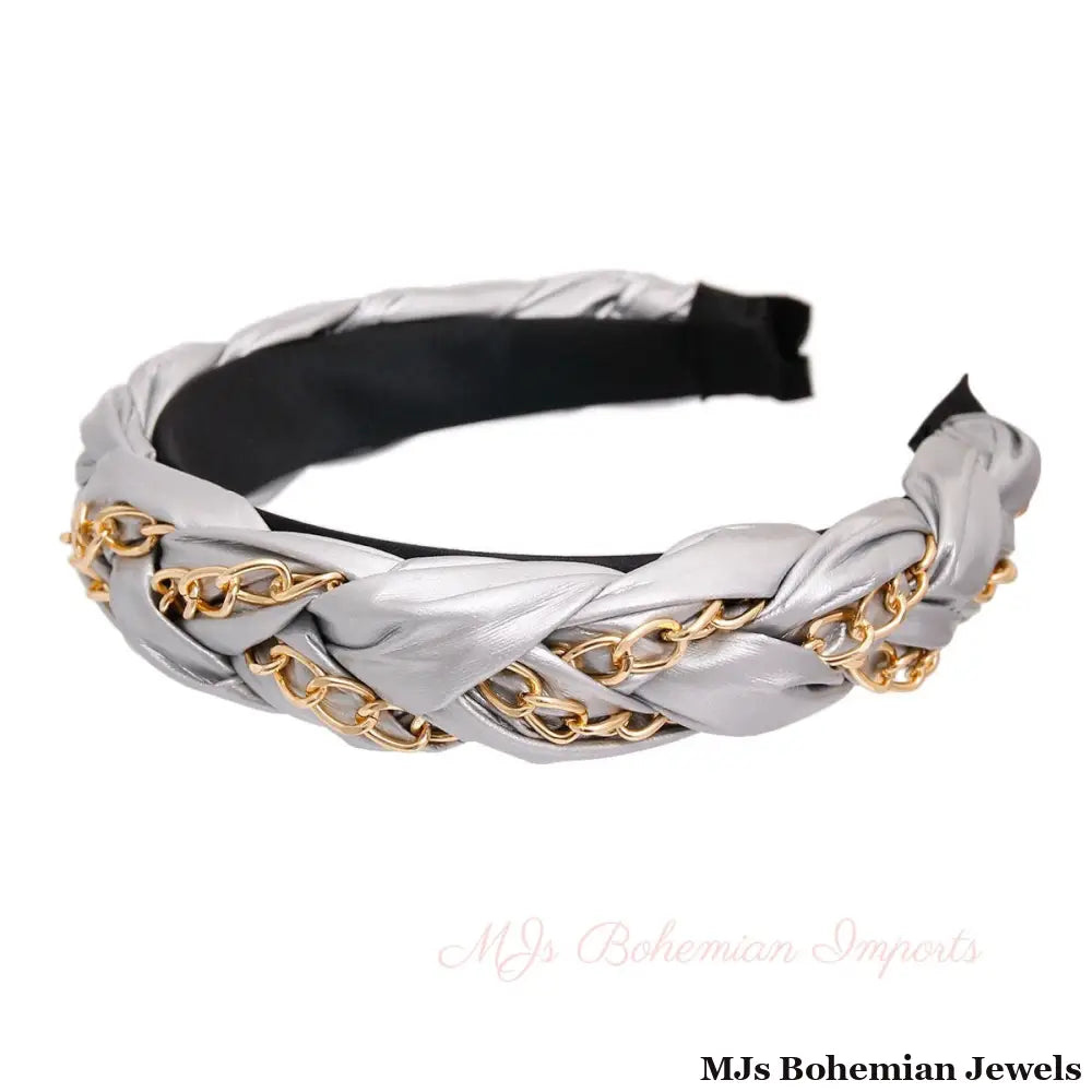 Silver Braided Chain Headband
