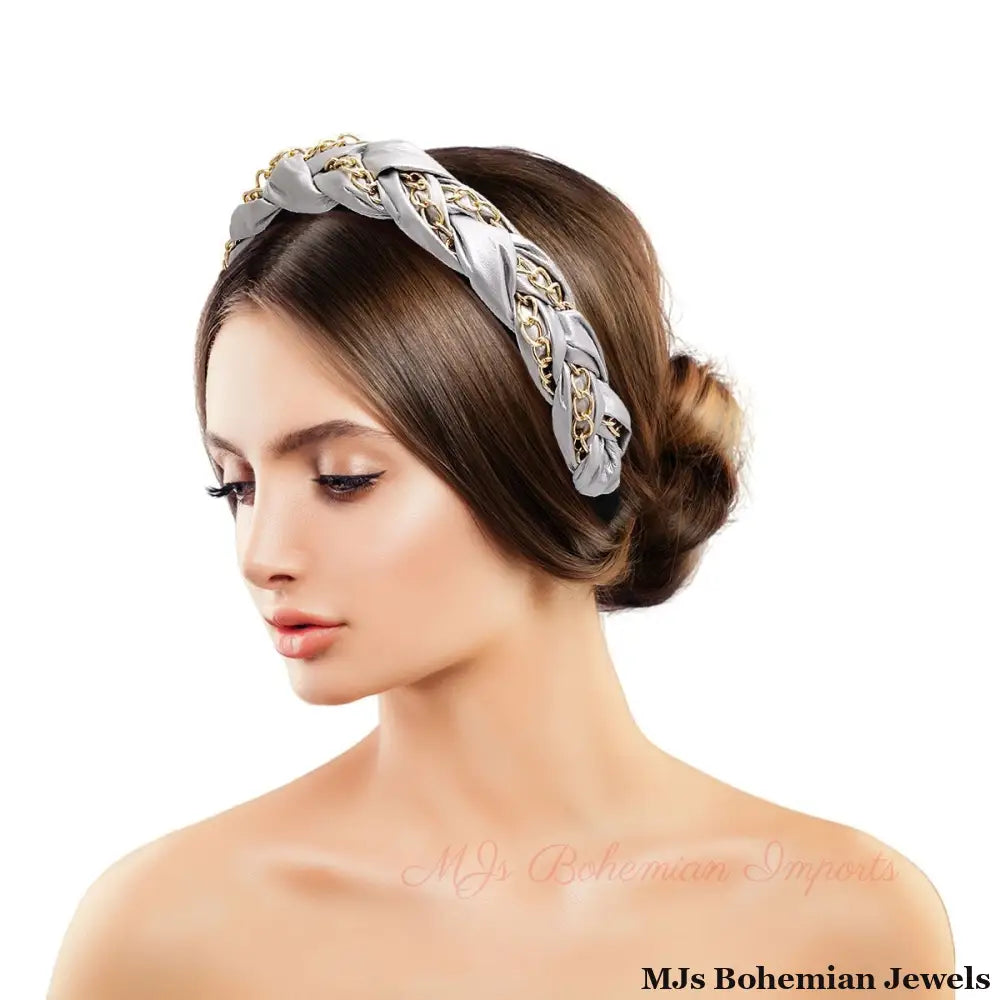 Silver Braided Chain Headband