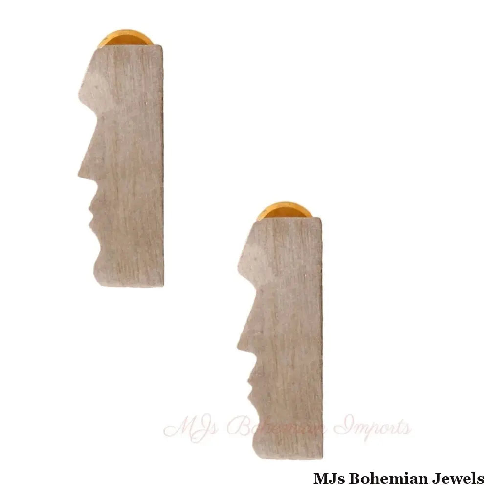Silver Brass Easter Island Earrings