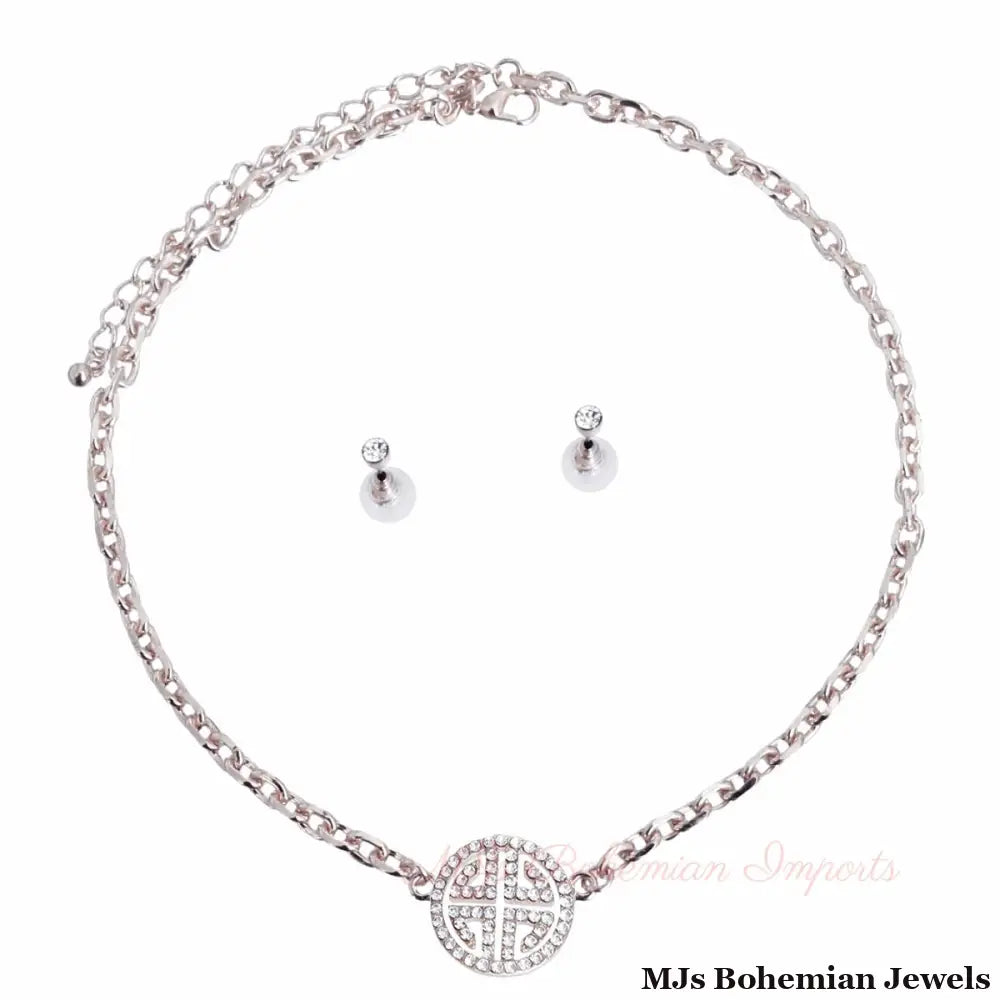 Silver Cable Chain Greek Key Necklace