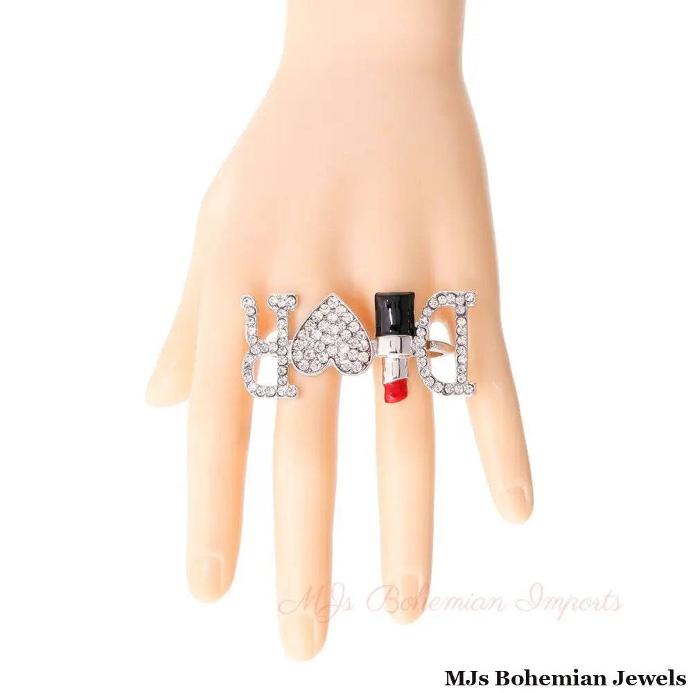 Silver Dior 2 Finger Ring