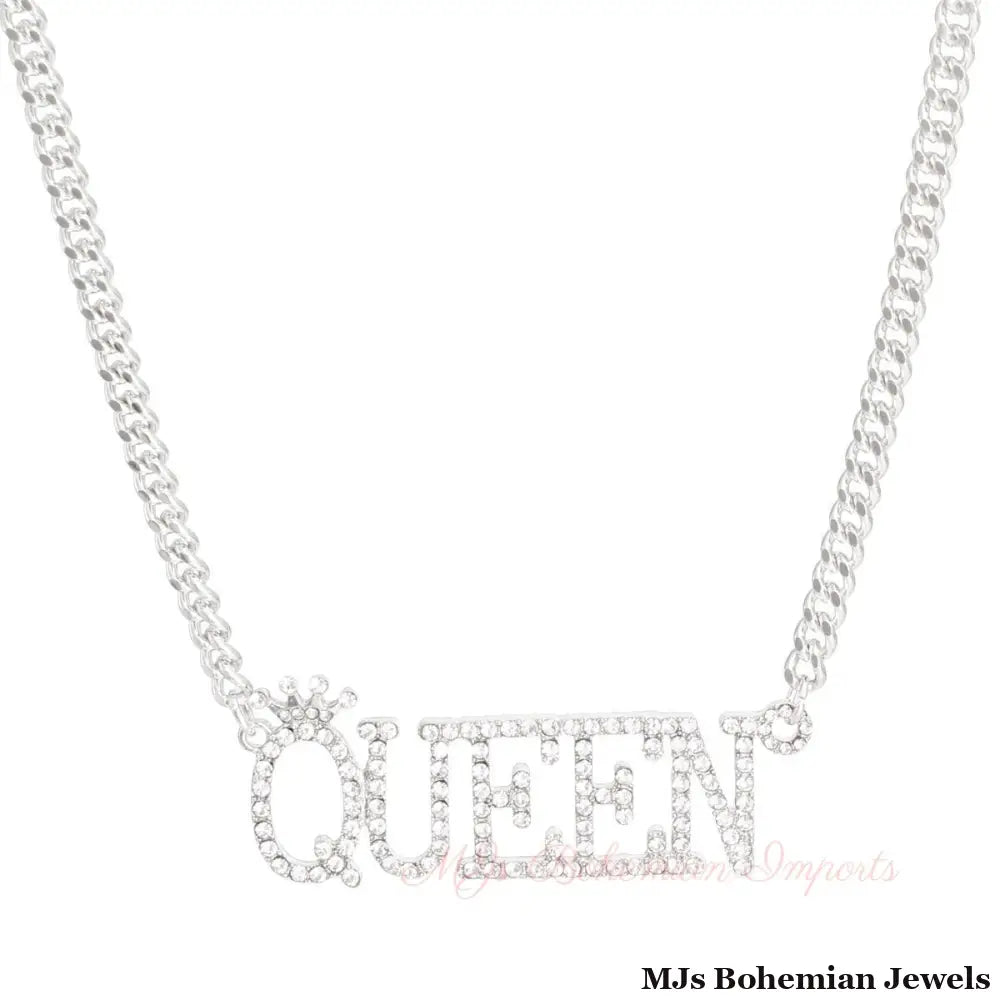 Silver Iced Queen Necklace