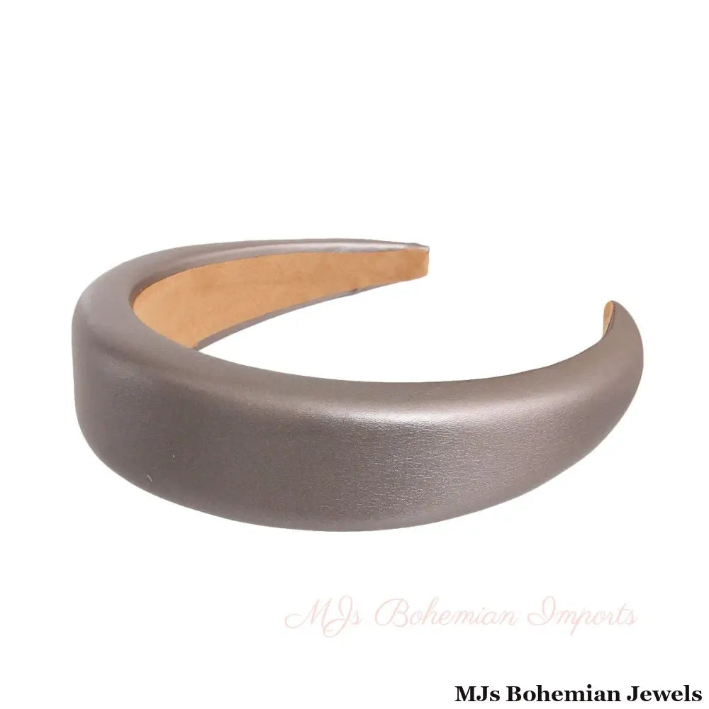 Silver Leather Puffy Headband