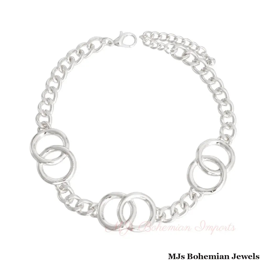 Silver Linked Ring Anklet
