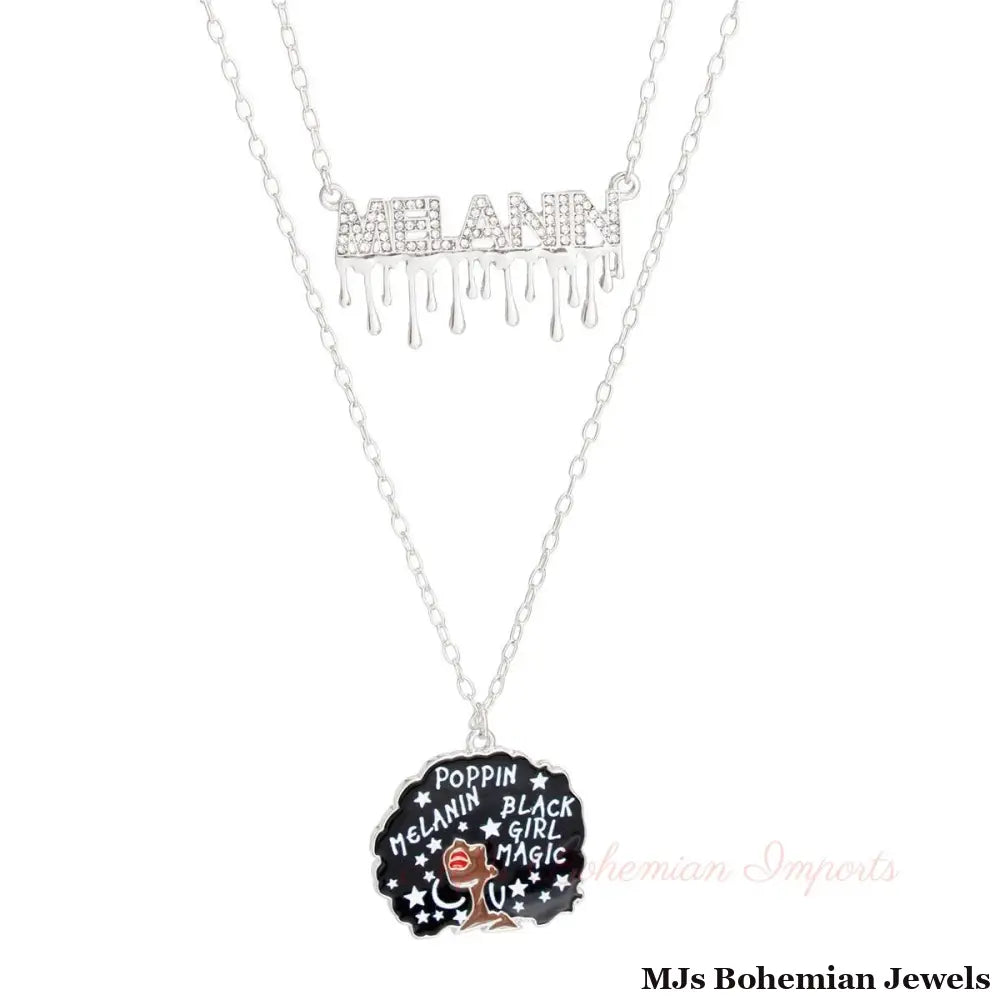 Silver Melanin Afro 2 Pcs Chains