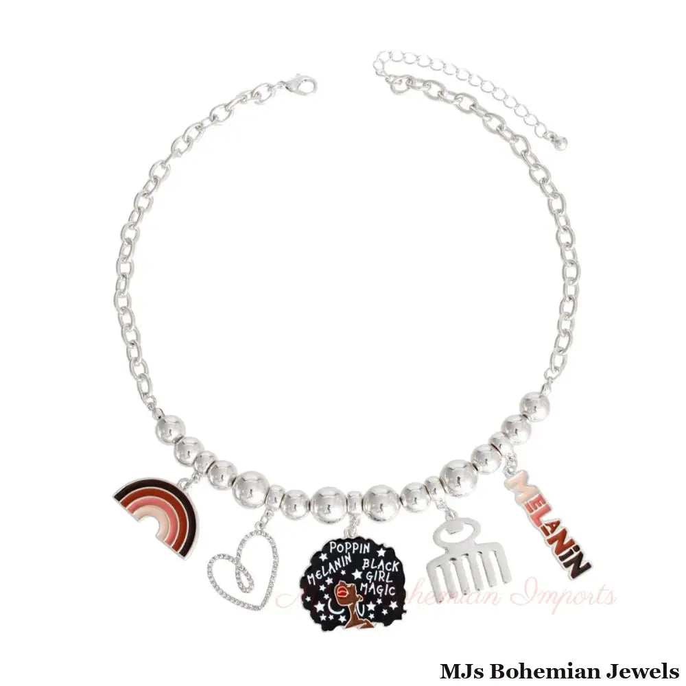 Silver Melanin Poppin Charm Chain