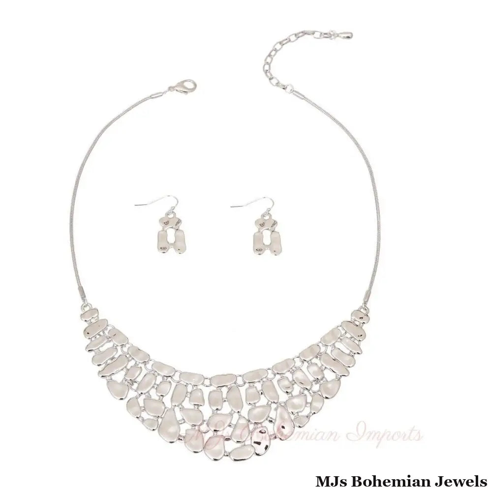 Silver Metal Link Collar Set