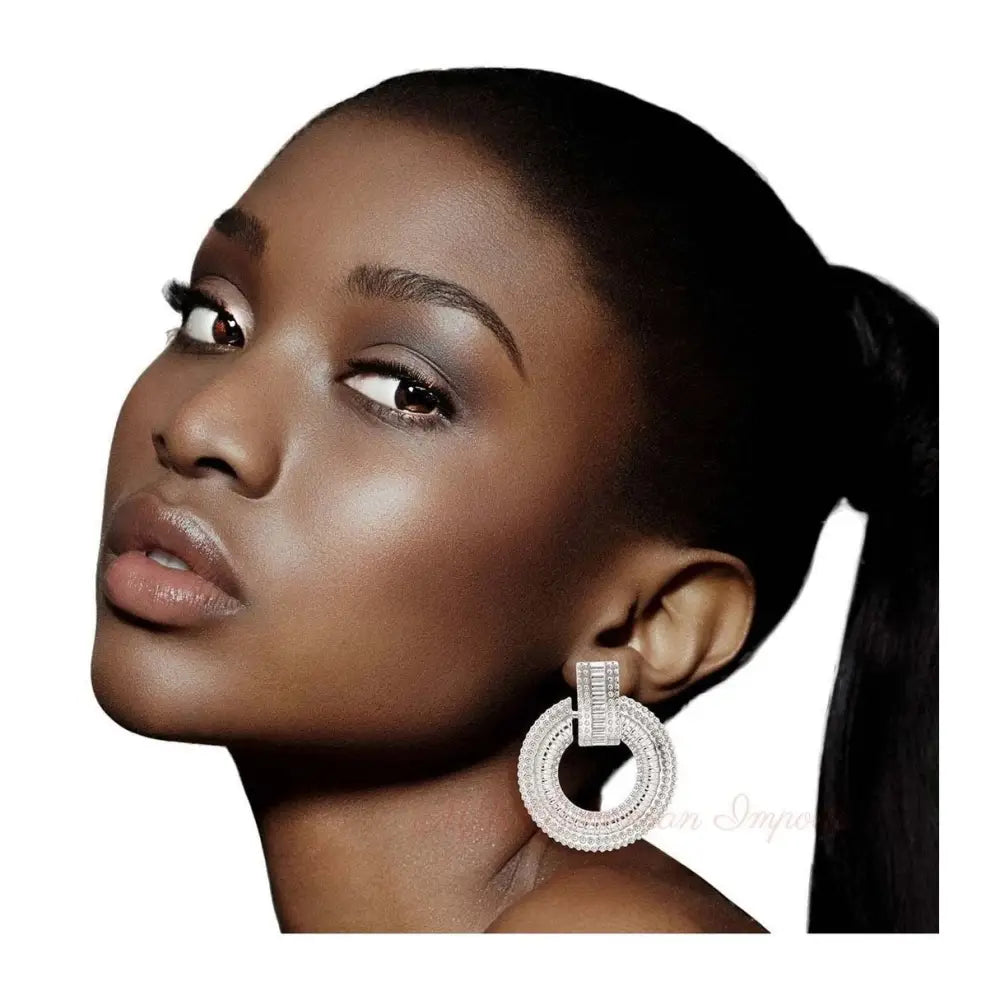 Silver Patterned Metal Circle Studs