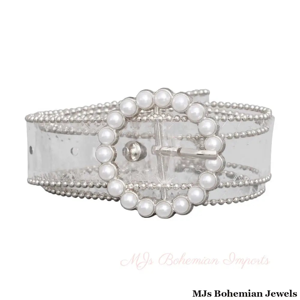 Silver Pearl Transparent Belt