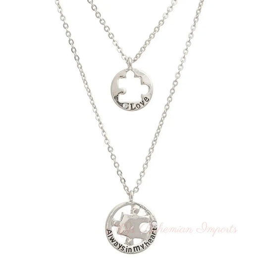 Silver Puzzle Cutout Layered Necklaces