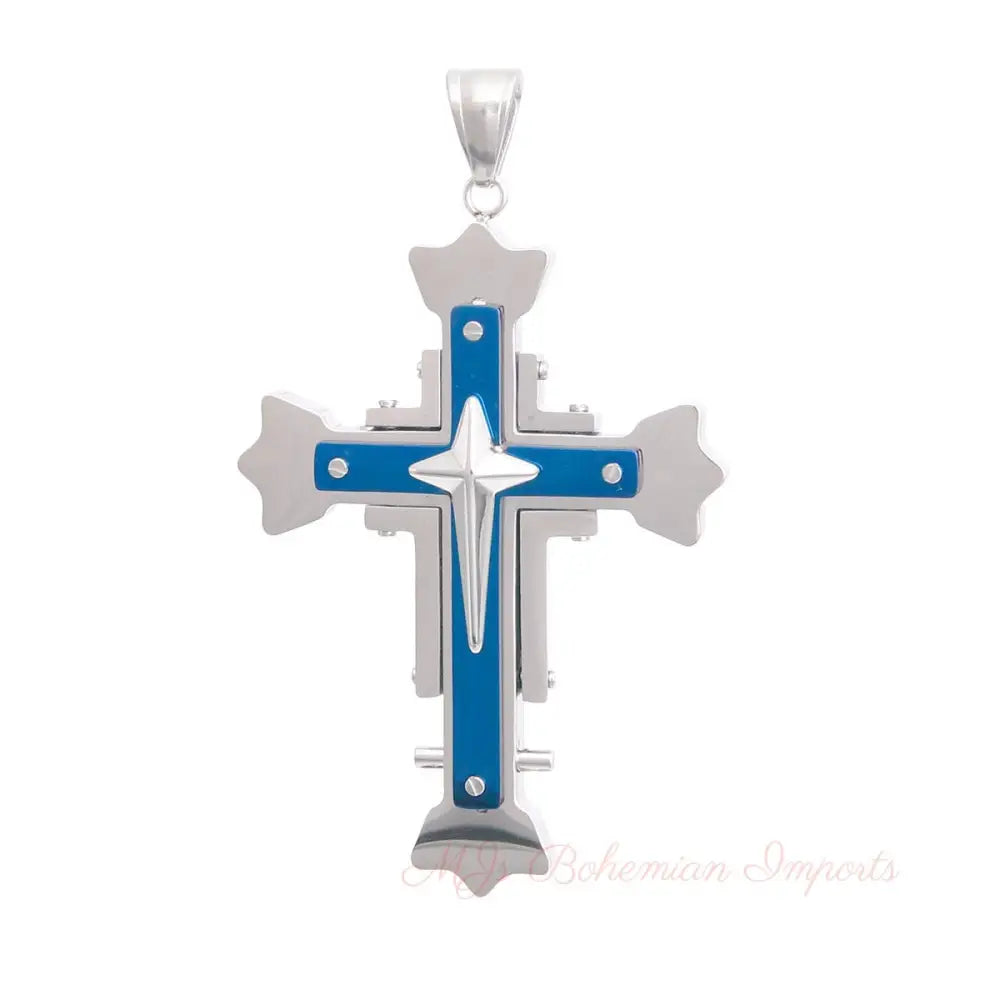 Silver Silver Stainless Steel Cross Pendant