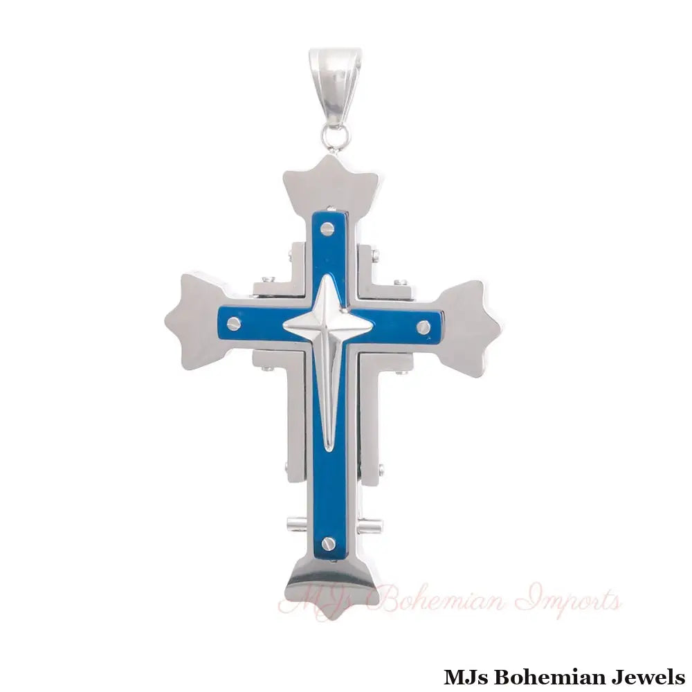 Silver Silver Stainless Steel Cross Pendant