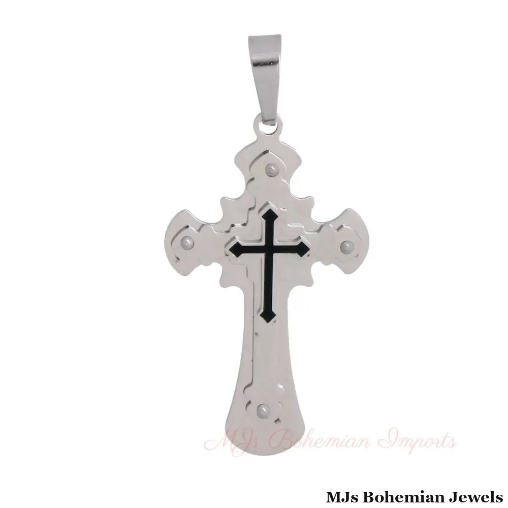Silver Silver Stainless Steel Cross Pendant