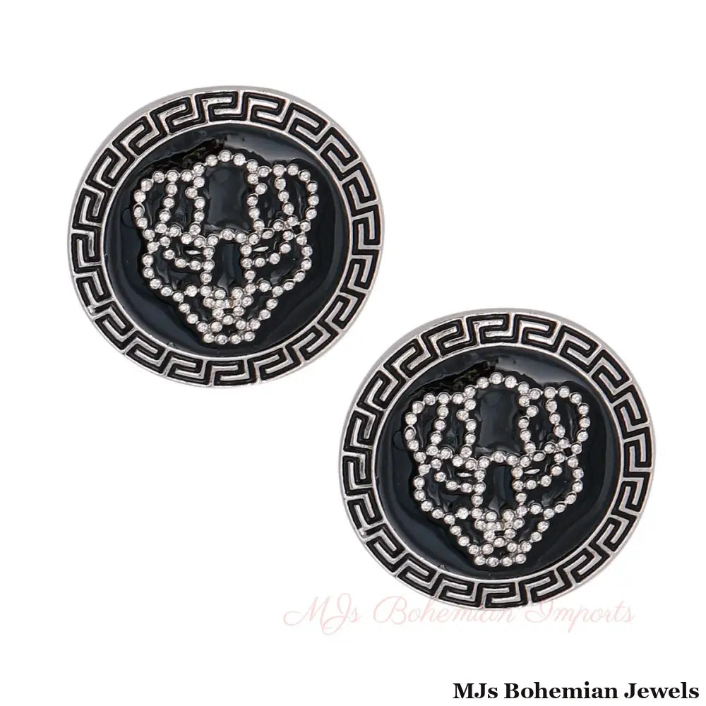 Silver Tiger Greek Medallion Studs