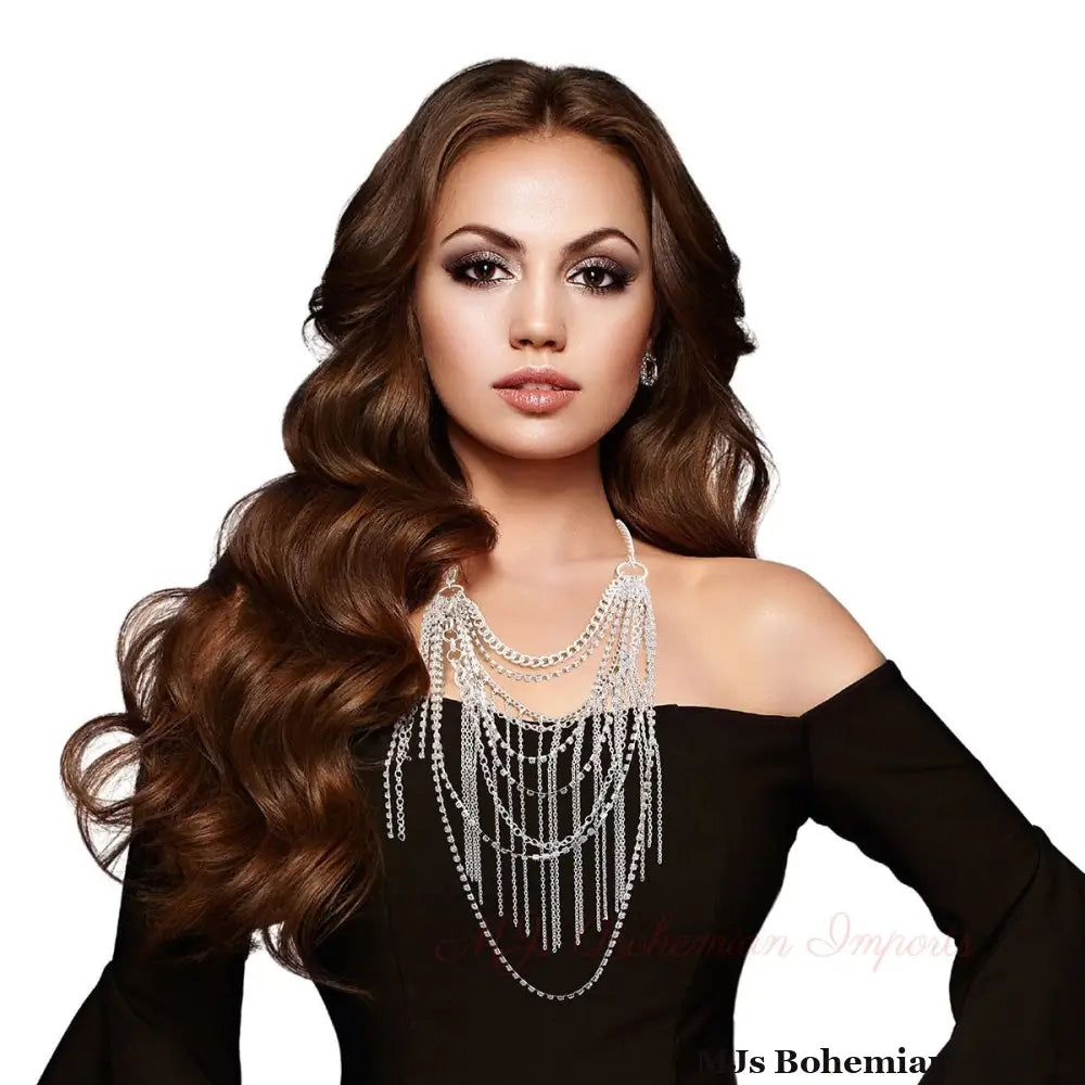 Silver Vintage Fringe Chain Necklace