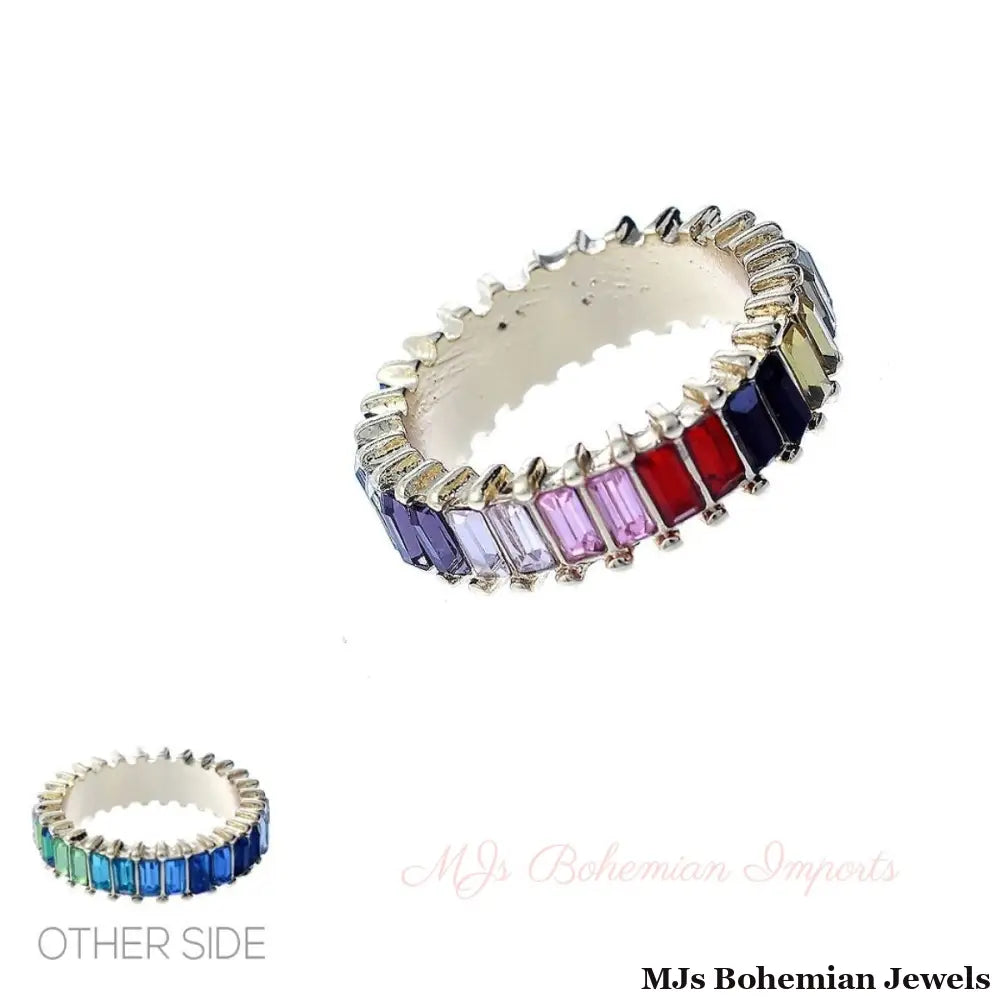 Size 8 Multi Color Slim Eternity Ring