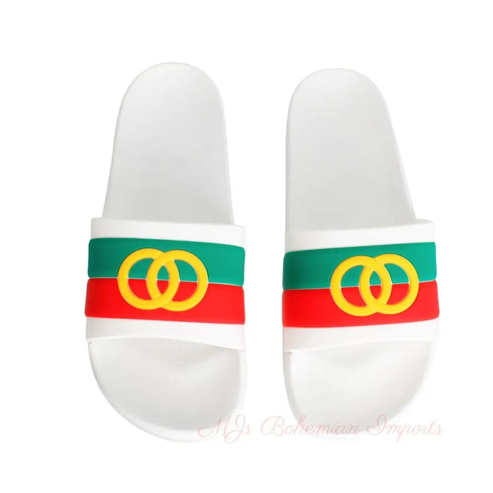 Size 9 White Stripe Slide