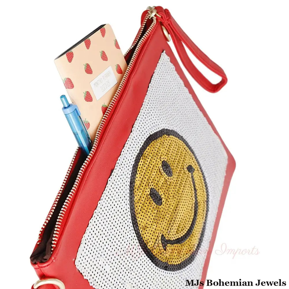 Smile Sequin Red Clutch