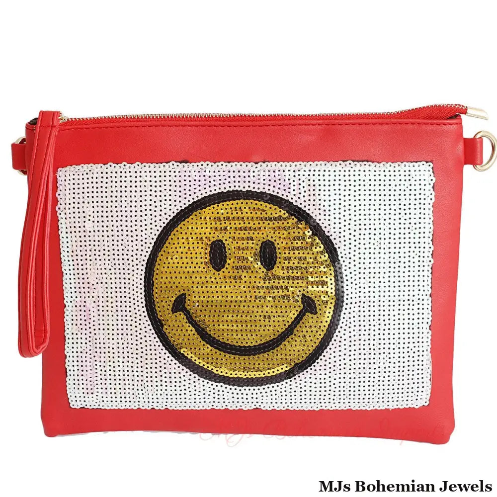 Smile Sequin Red Clutch