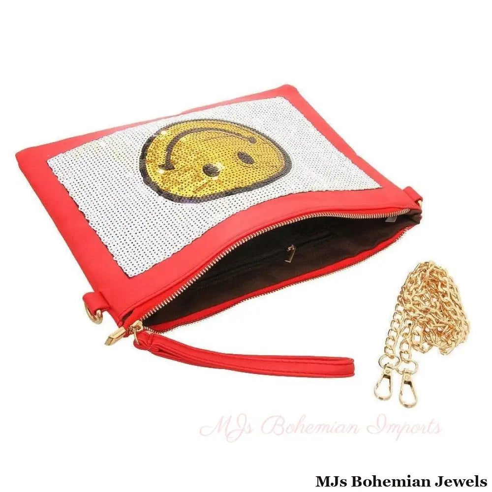 Smile Sequin Red Clutch