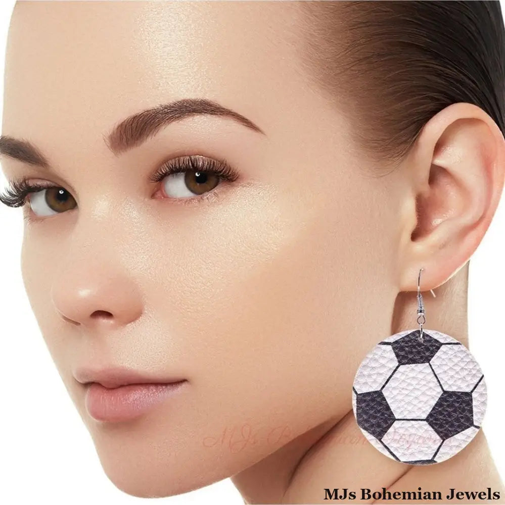 Soccer Vegan Leather Earrings