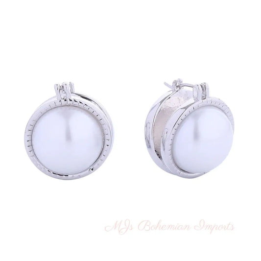 Stud White Gold Small Double Pearl Earrings Women