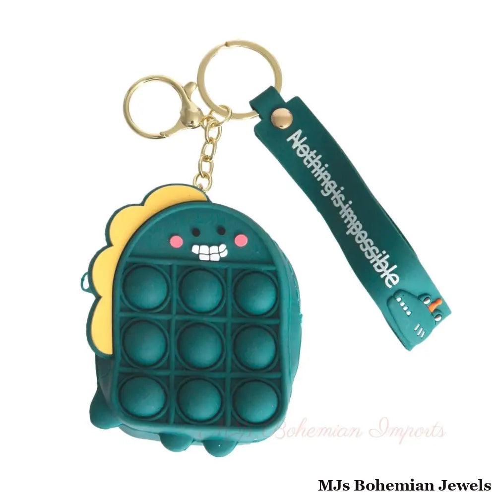 Teal Dino Bubble Pop Keychain