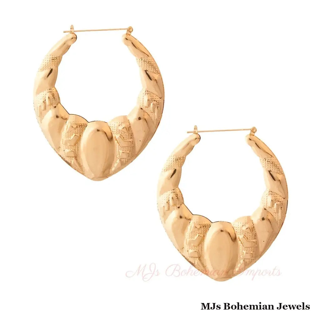Textured Gold Teardrop Hoops
