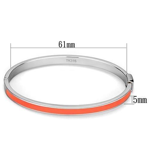 TK748 - High polished (no plating) Stainless Steel Bangle with Epoxy  in Orange