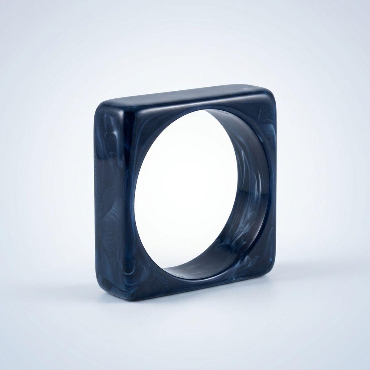 Bangle Navy Marbled Square Retro Bracelet
