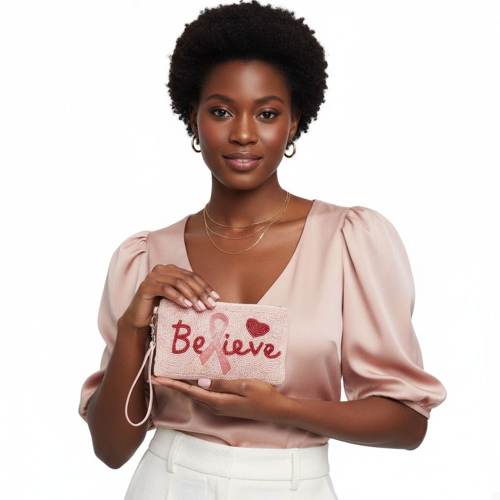 Wristlet Pink Believe Breast Cancer Zipper Pouch