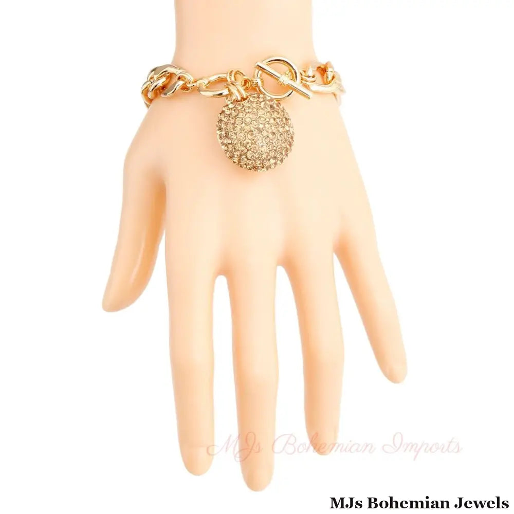 Topaz Pave Ball Toggle Bracelet