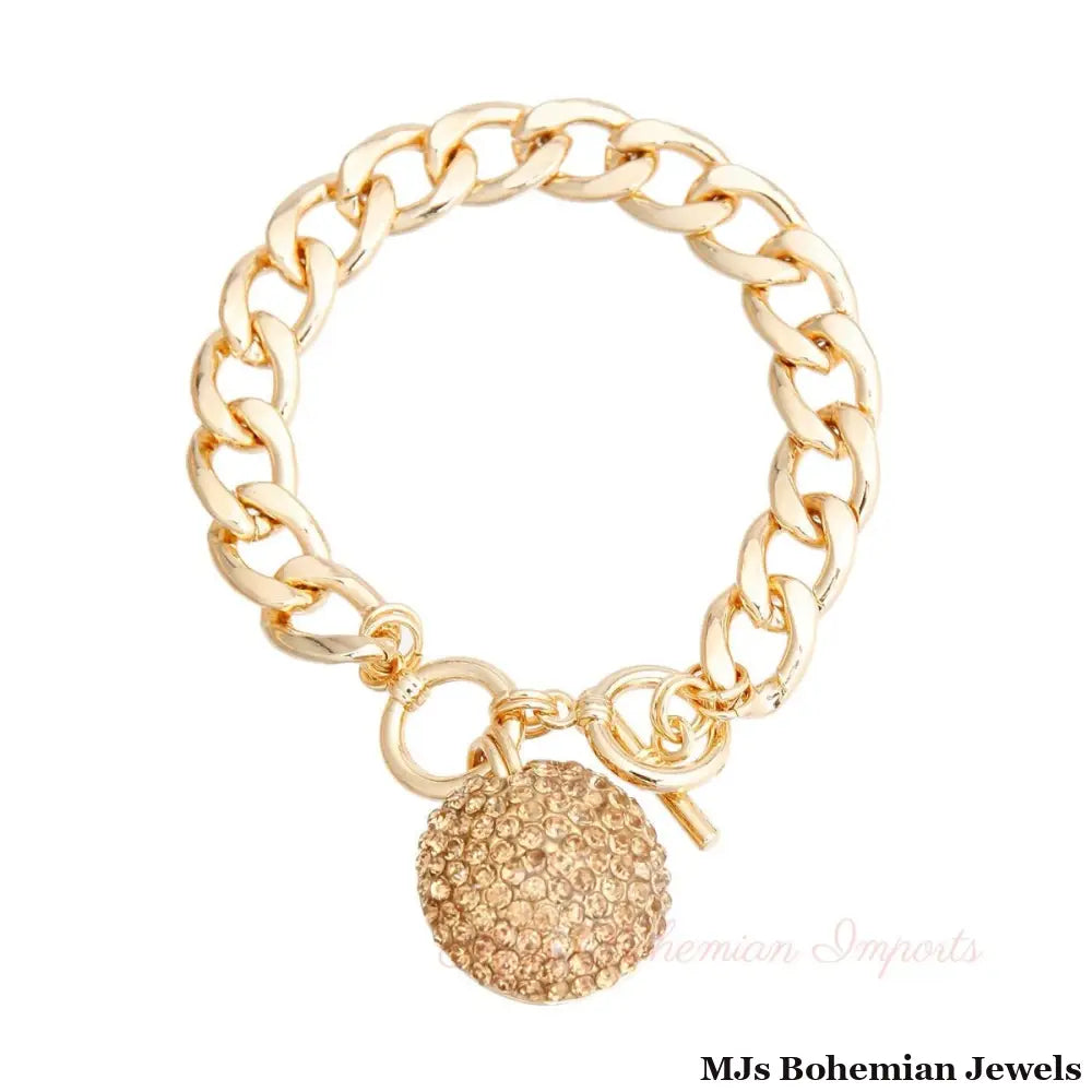 Topaz Pave Ball Toggle Bracelet