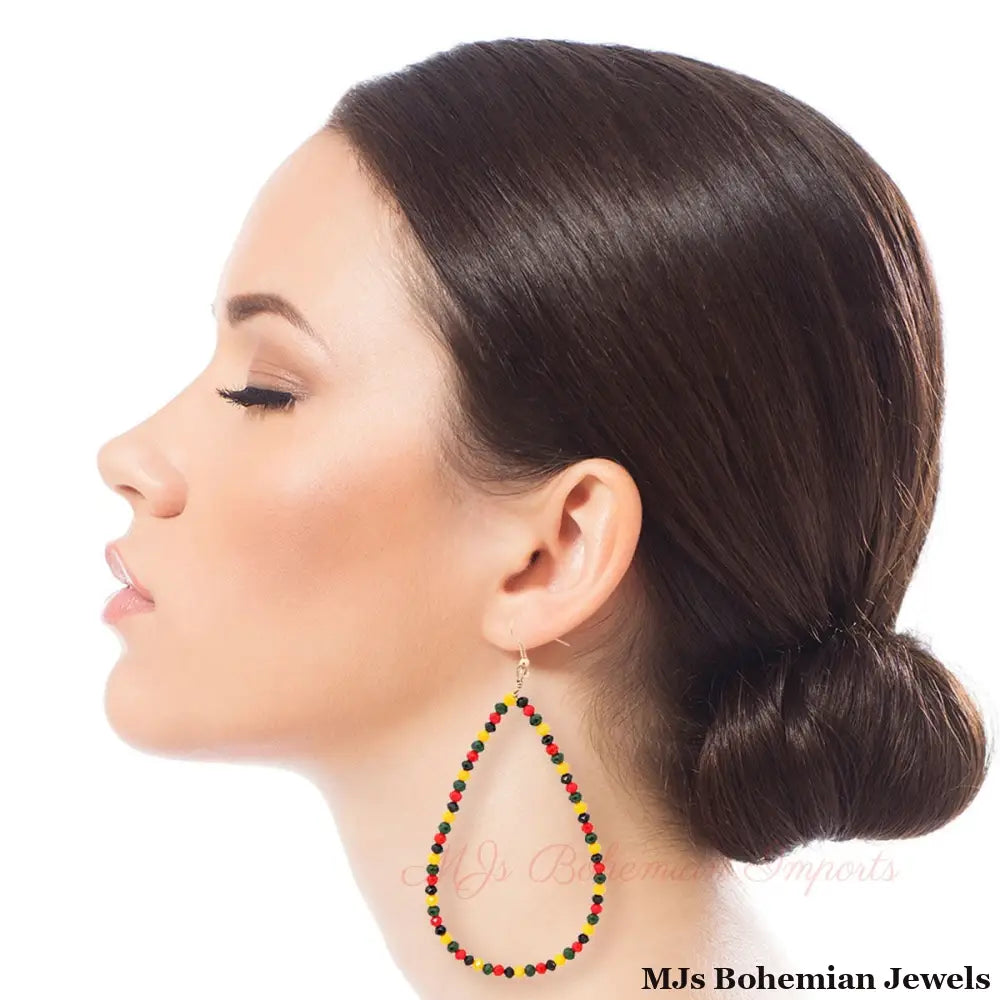 Tribal Color Bead Teardrop Earrings
