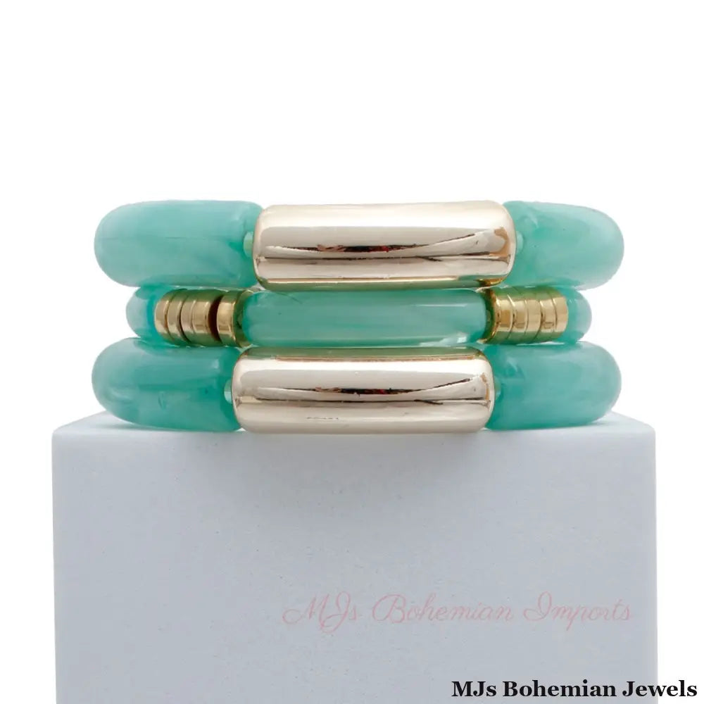 Turquoise Tube Stretch Bangle Set