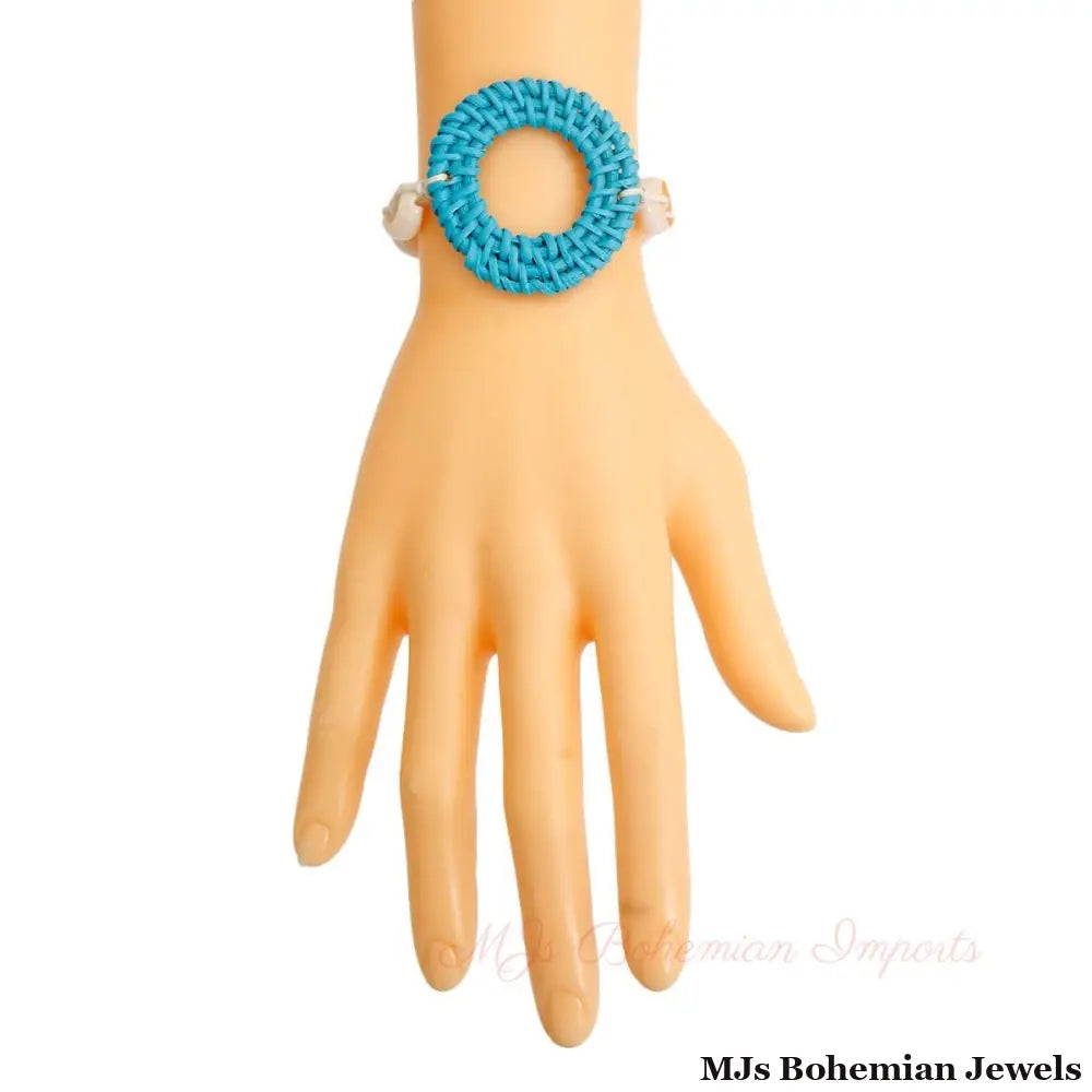 Turquoise Woven Shell Bracelet