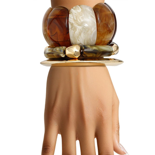 Bangle 3Pcs Rich Brown Hue Swirl Bracelet Set