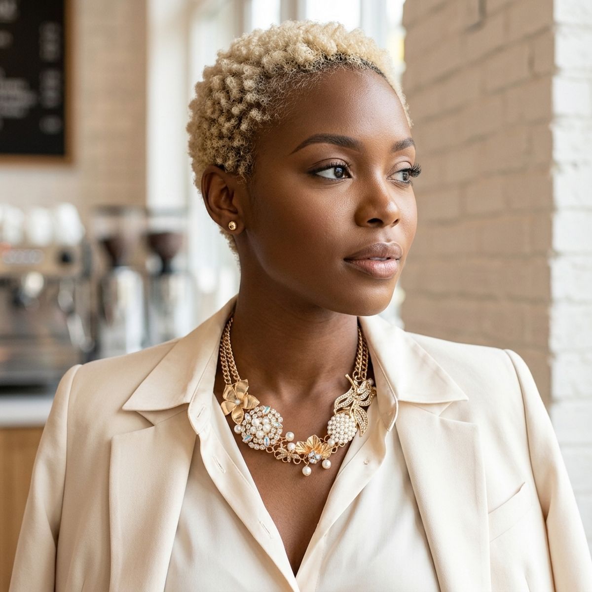 Aurbo Crystal Pearl Gold Chainmaille Collar Set