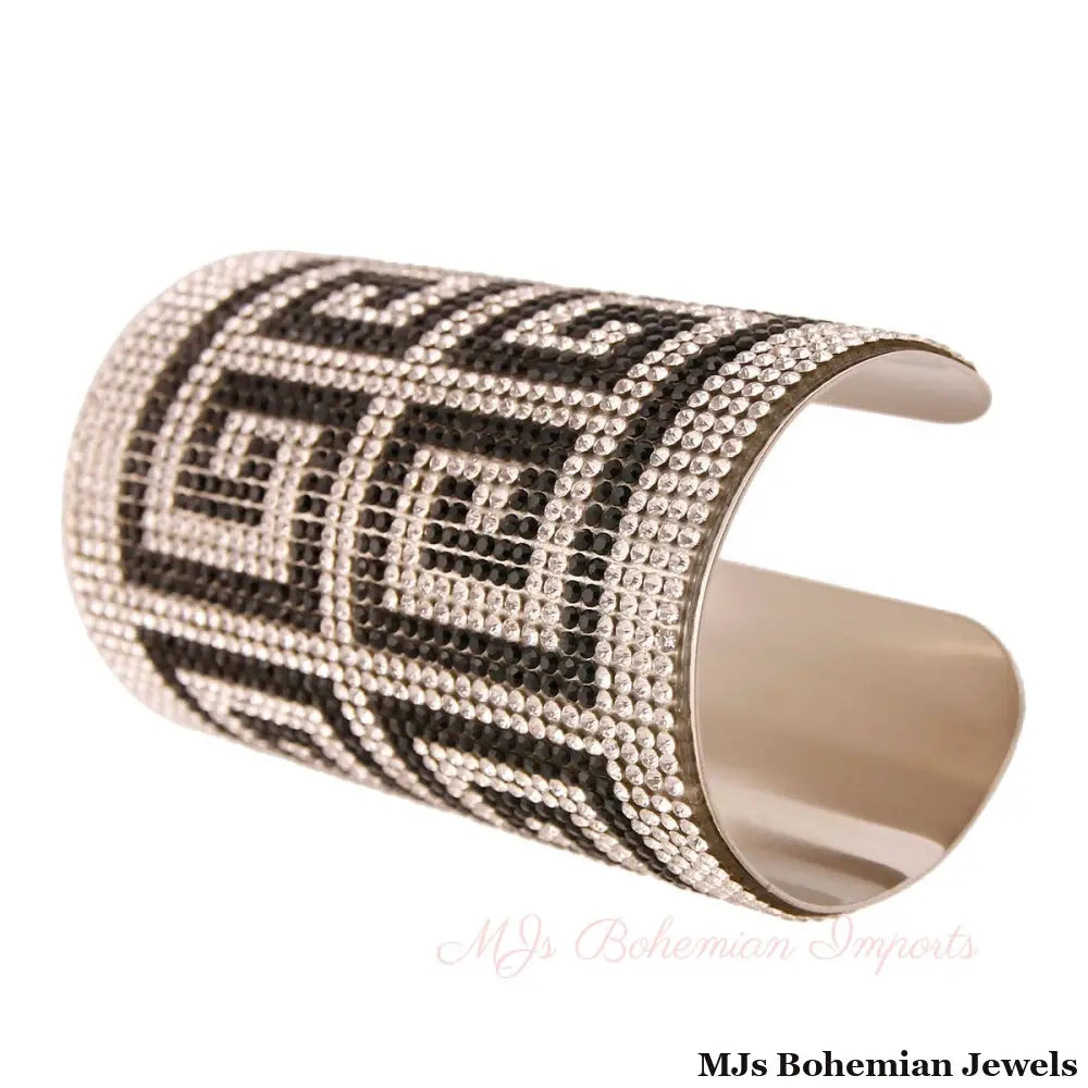 Versace Style Silver and Black Cuff